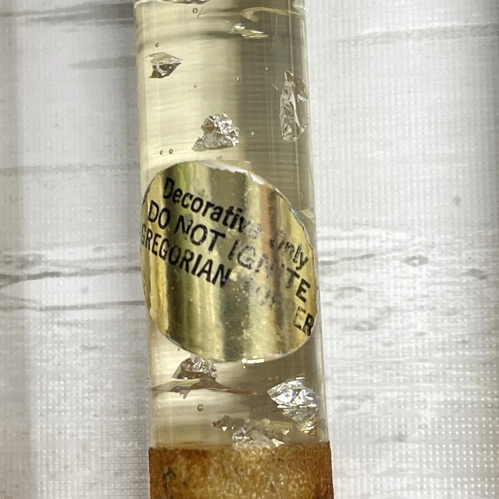 Set Of 3 Vintage Mid Century Lucite Taper Candles Metallic Copper Silver Flakes - Picture 7 of 9